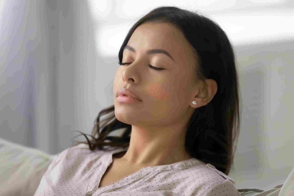 woman relaxing deeply during soul healing sessions
