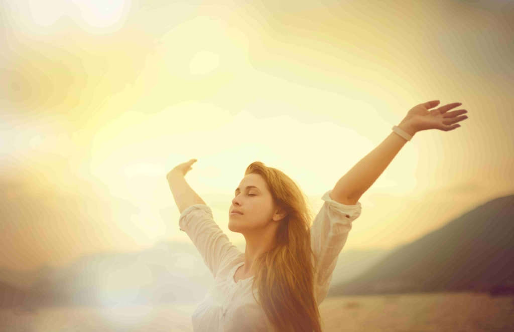 woman feeling free and happy